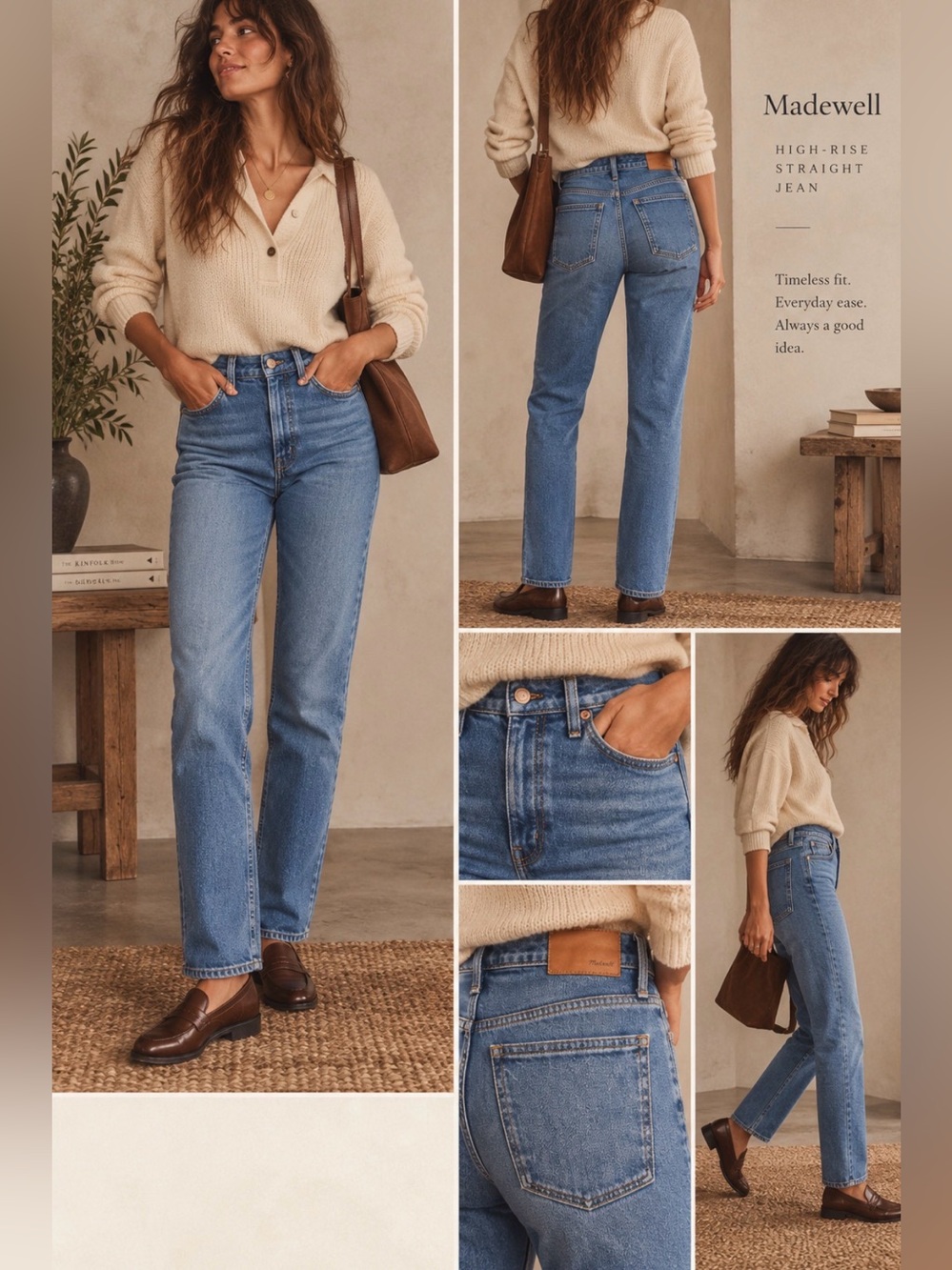 Madewell Women's Straight-Leg Jeans in Medium Blue Denim 28” x 25”